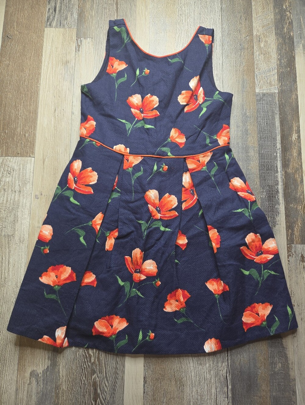 Janie And Jack Navy Blue Red Poppy Floral Dress Size 6